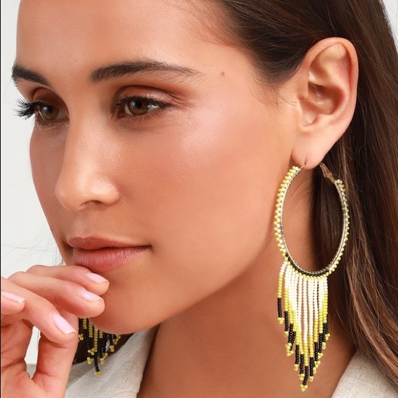 Beaded Hoop Earrings - Picture 2 of 2